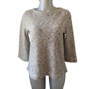 Pure Jill Sweater Blouse Top Space Dye Gray 1/2 Sleeve Lounge 100% Cotton Casual